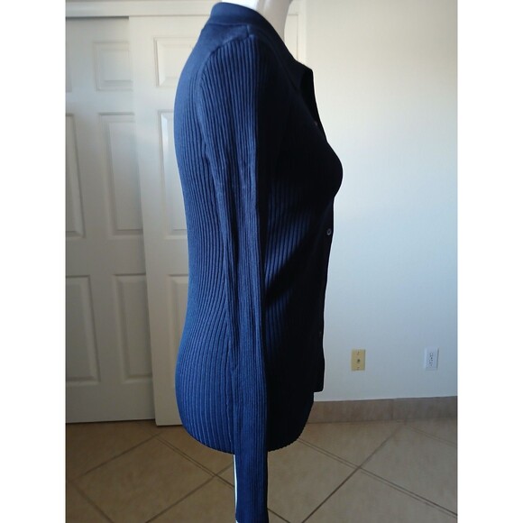 Babaton Womens Cardigan Blue Navy Long Sleeve Button V-neck XS Sweater Classic - Picture 3 of 14